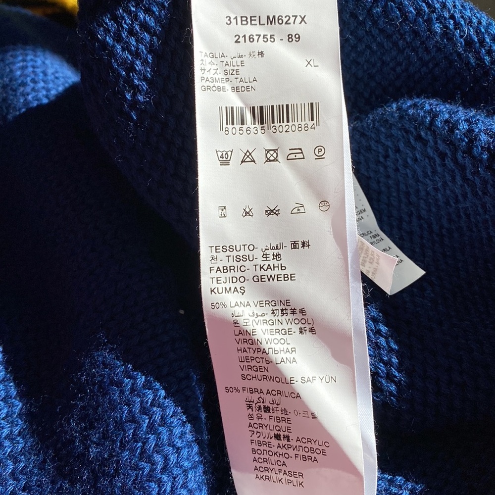 Nordstrom Bel Air Athletics Academy Crest Cardigan, Men’s Blue & Gold, Size XL - Picture 6 of 9